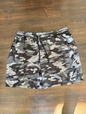Reebok Blue and Black Camo Men's Athletic Shorts
